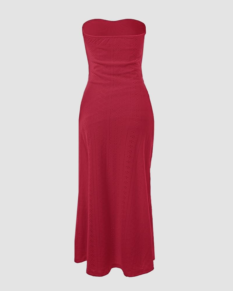 CHICME Women's Strapless Maxi Bodycon Dresses Wrap Asymmetrical Beach Maxi Long Dress Beach Sunset Dress