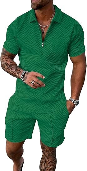 Mens Short Sets 2 Piece Outfits Polo Shirt Fashion Summer Tracksuits Casual Set Short Sleeve and Shorts Set for Men