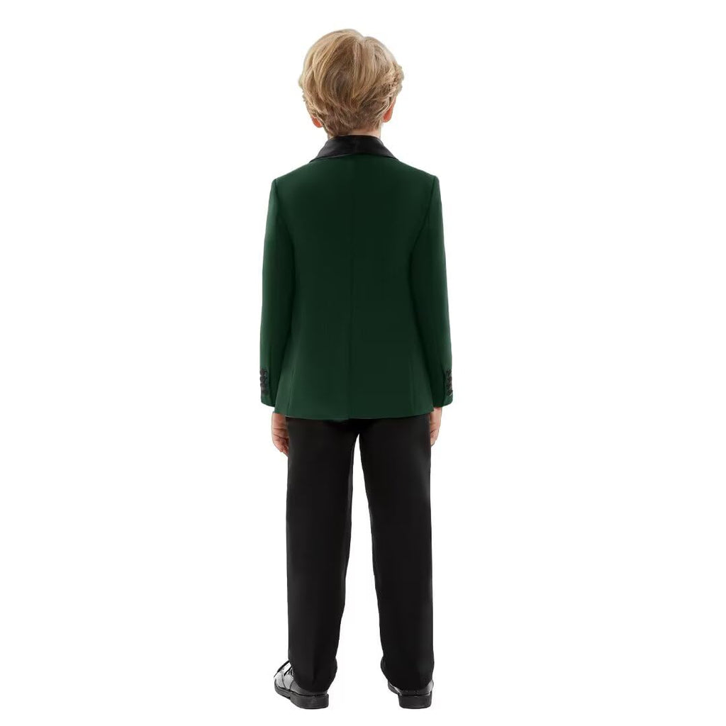 Shawl Lapel Boys Tuxedo Suit with Black Pants, Slim Fit Boys Suit for Toddler, Formal Dress Tuxedo Suits for Boy