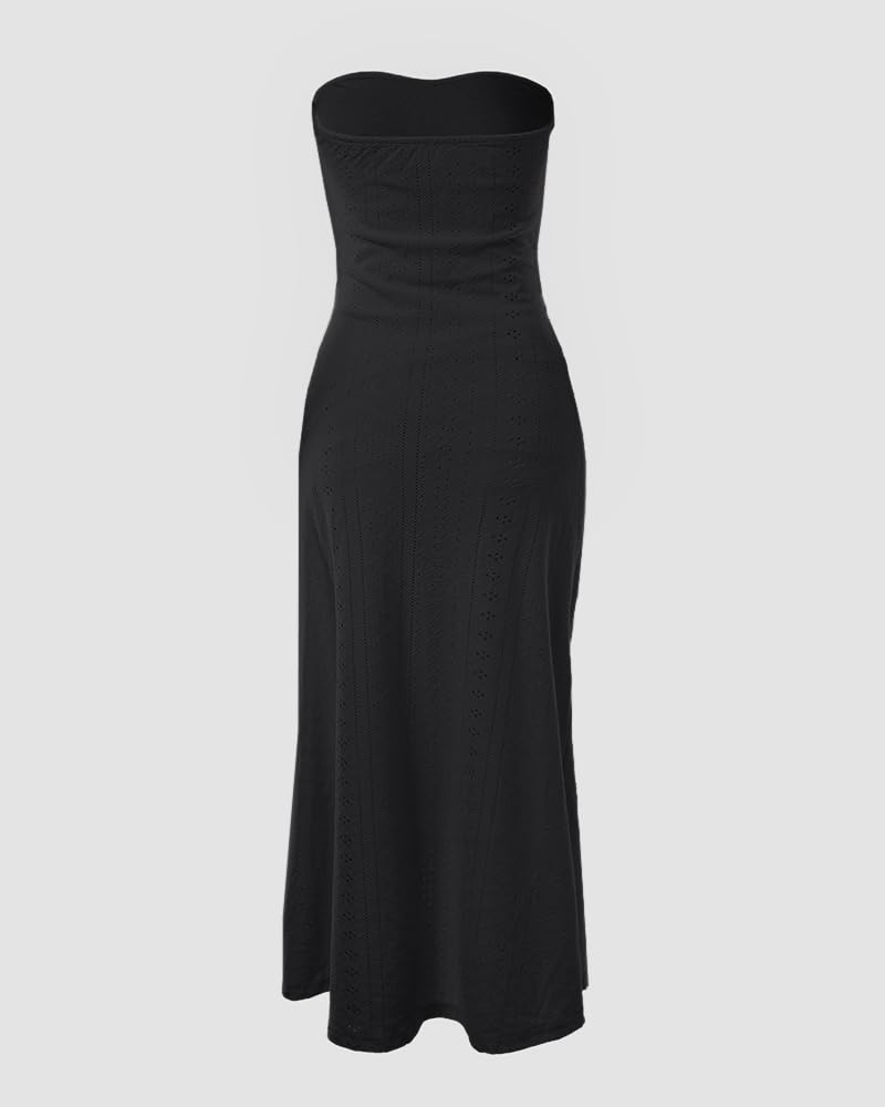 CHICME Women's Strapless Maxi Bodycon Dresses Wrap Asymmetrical Beach Maxi Long Dress Beach Sunset Dress