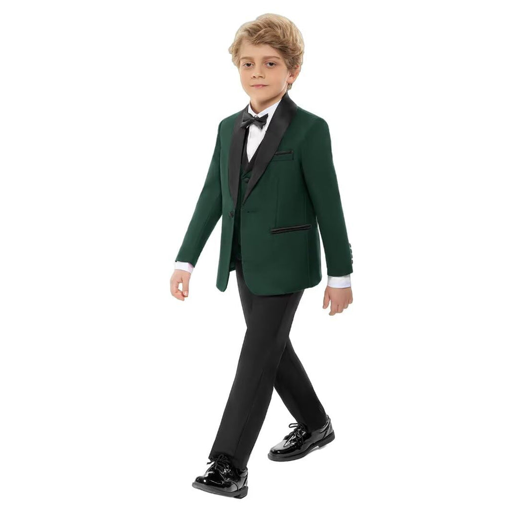 Shawl Lapel Boys Tuxedo Suit with Black Pants, Slim Fit Boys Suit for Toddler, Formal Dress Tuxedo Suits for Boy