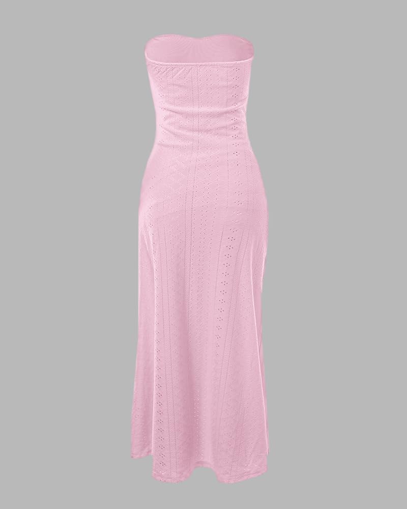 CHICME Women's Strapless Maxi Bodycon Dresses Wrap Asymmetrical Beach Maxi Long Dress Beach Sunset Dress