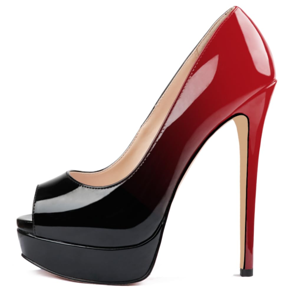 MERUMOTE Women's Platform Stiletto Heels Shoes Peep Toe Pumps 6 inch Heels for Dress Wedding Party