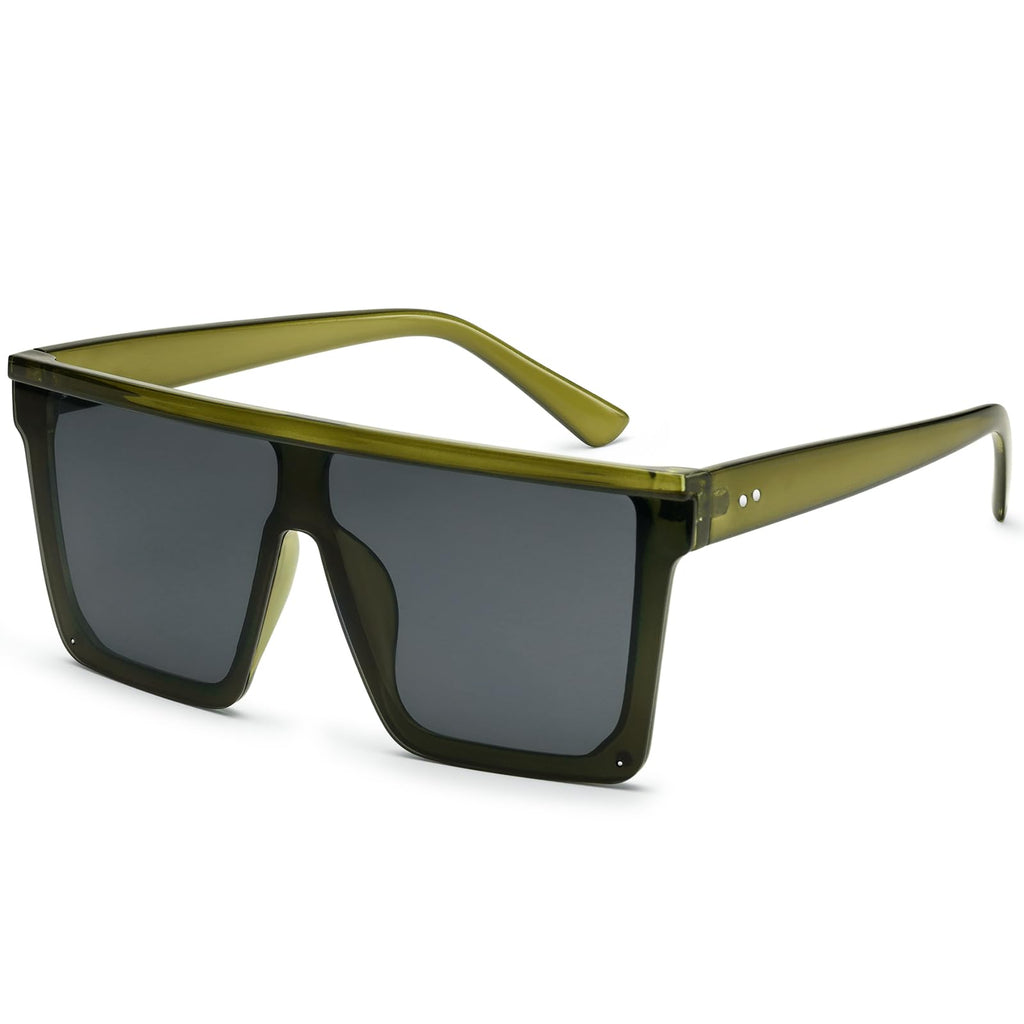 Dollger Square Oversized Sunglasses for Women Men Fashion Flat Top Big Black Frame Shades