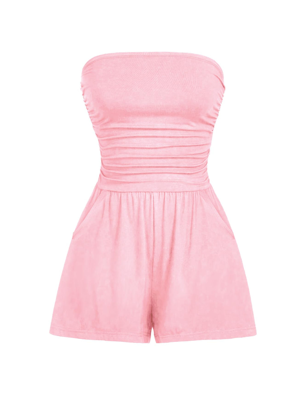 AUXDIO Women Summer Casual Strapless Romper Sleeveless Off Shoulder Short Jumpsuits 2026 Beach Vacation Clothes