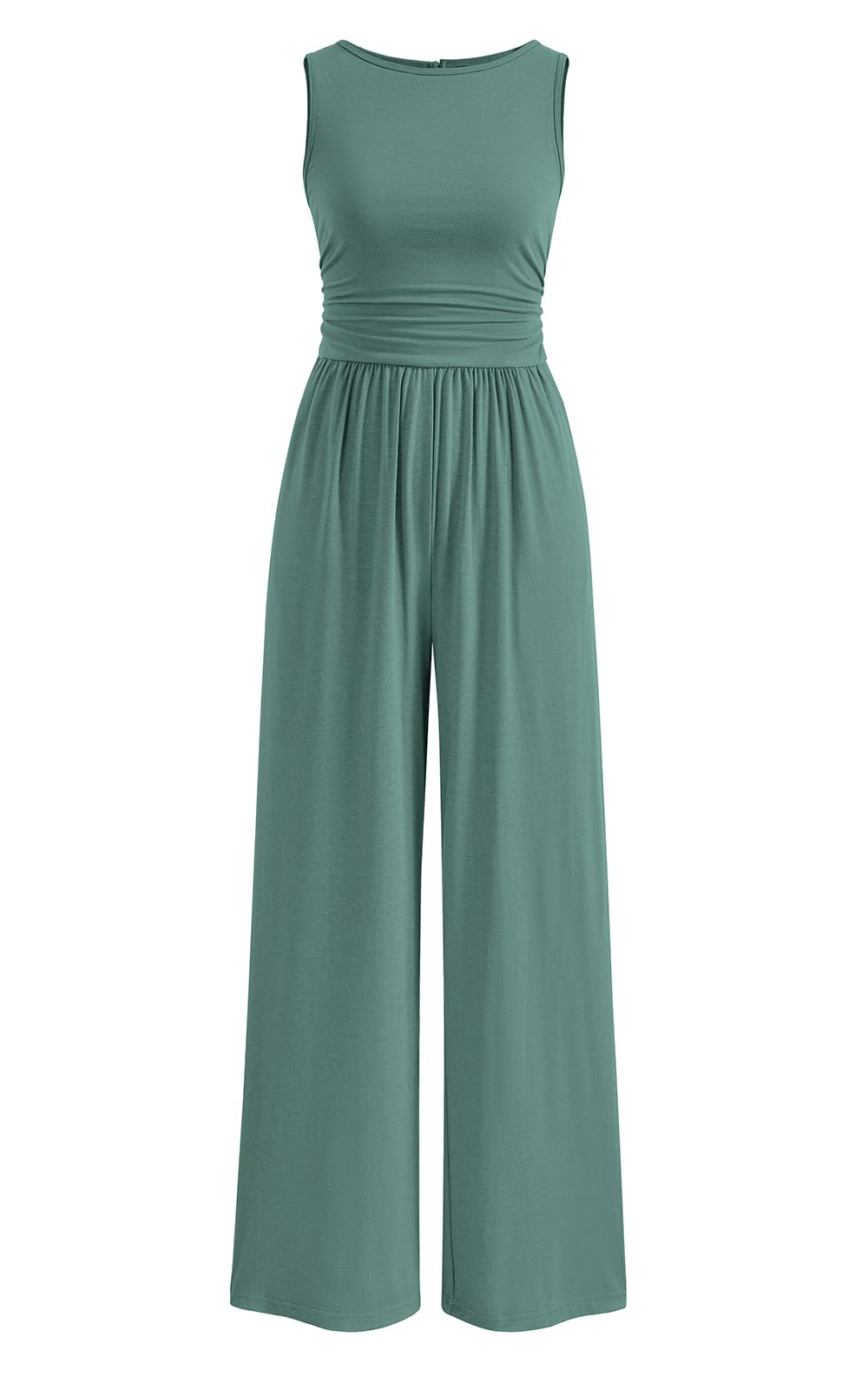 PRETTYGARDEN One Piece Jumpsuits for Women Dressy Casual Sleeveless Crewneck Wide Leg Rompers Jumpers Vacation Summer Outfits