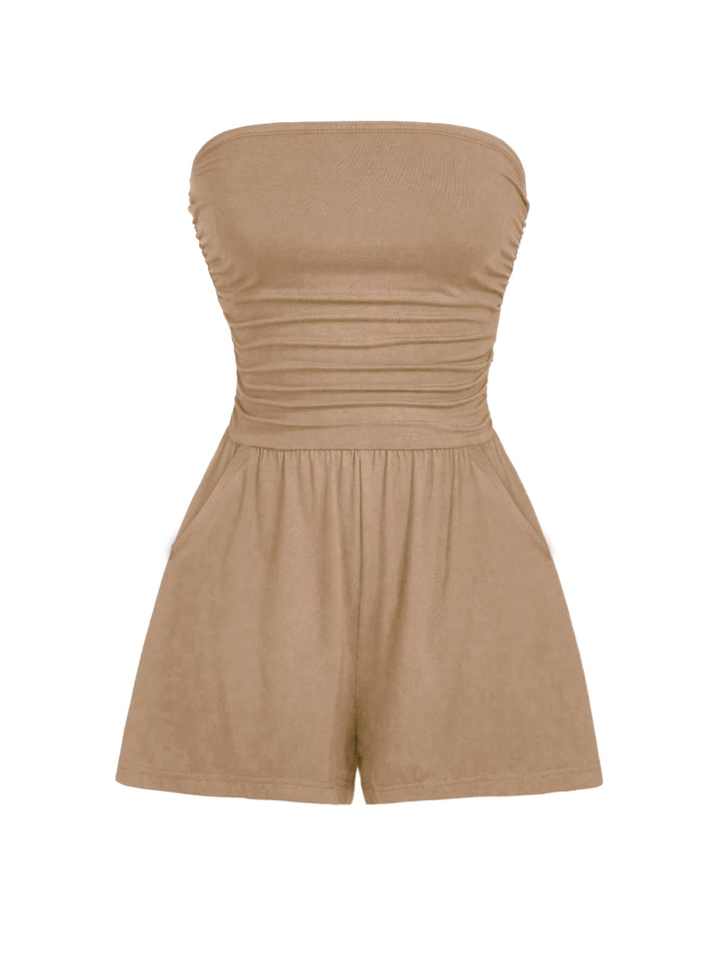 AUXDIO Women Summer Casual Strapless Romper Sleeveless Off Shoulder Short Jumpsuits 2026 Beach Vacation Clothes