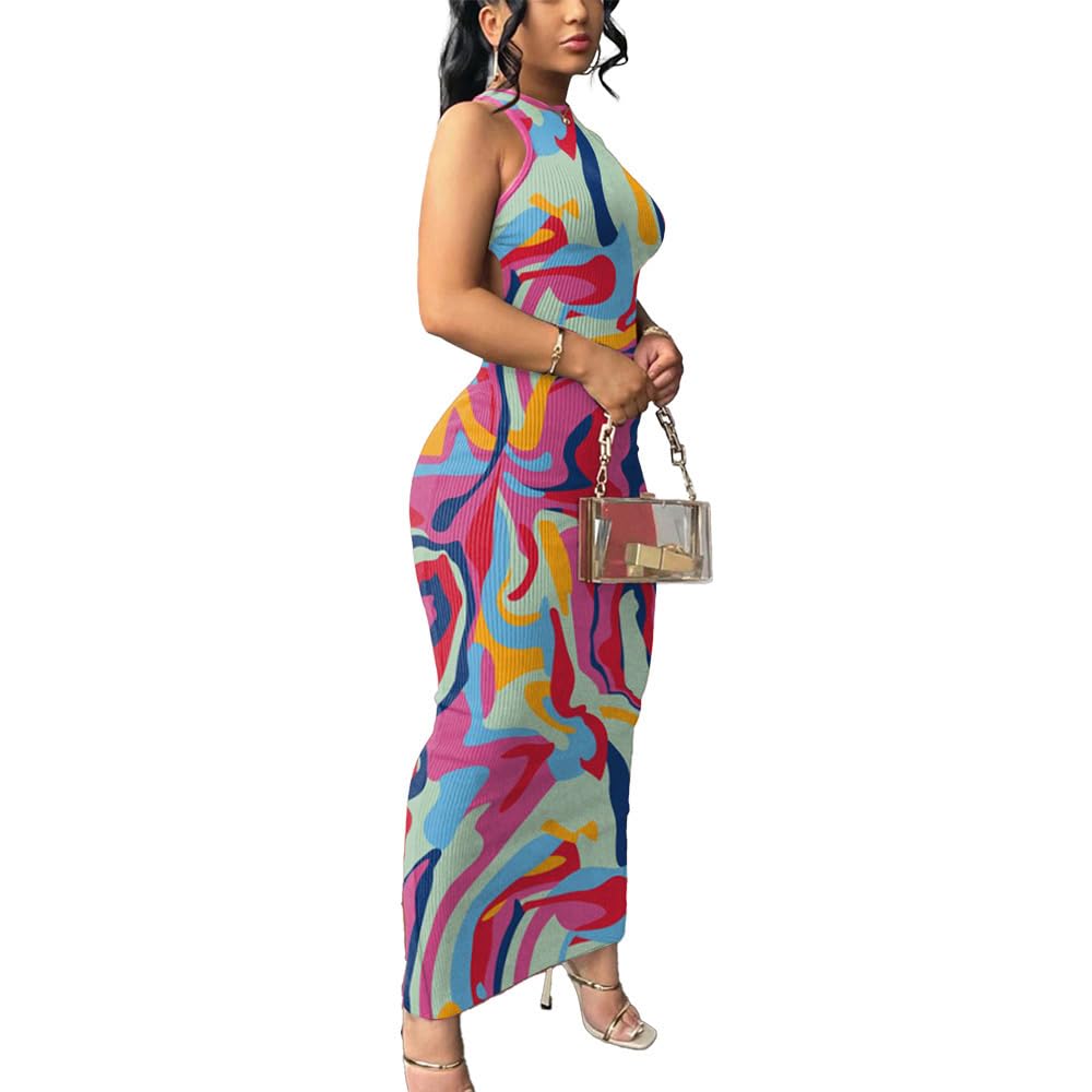 Nimsruc Women Summer Sexy Bodycon Maxi Dress Casual Long Dresses
