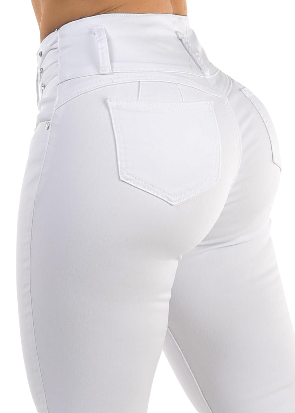 Moda Xpress Womens Juniors High Rise Butt Lifting Stretch Skinny Jeans Sculpting Slim Fit Denim Everyday Wear