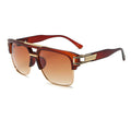 Dollger Square Sunglasses for Men Classic Oversized Sun Glasses Retro Semi Rimless Gold Alloy Frame UV400