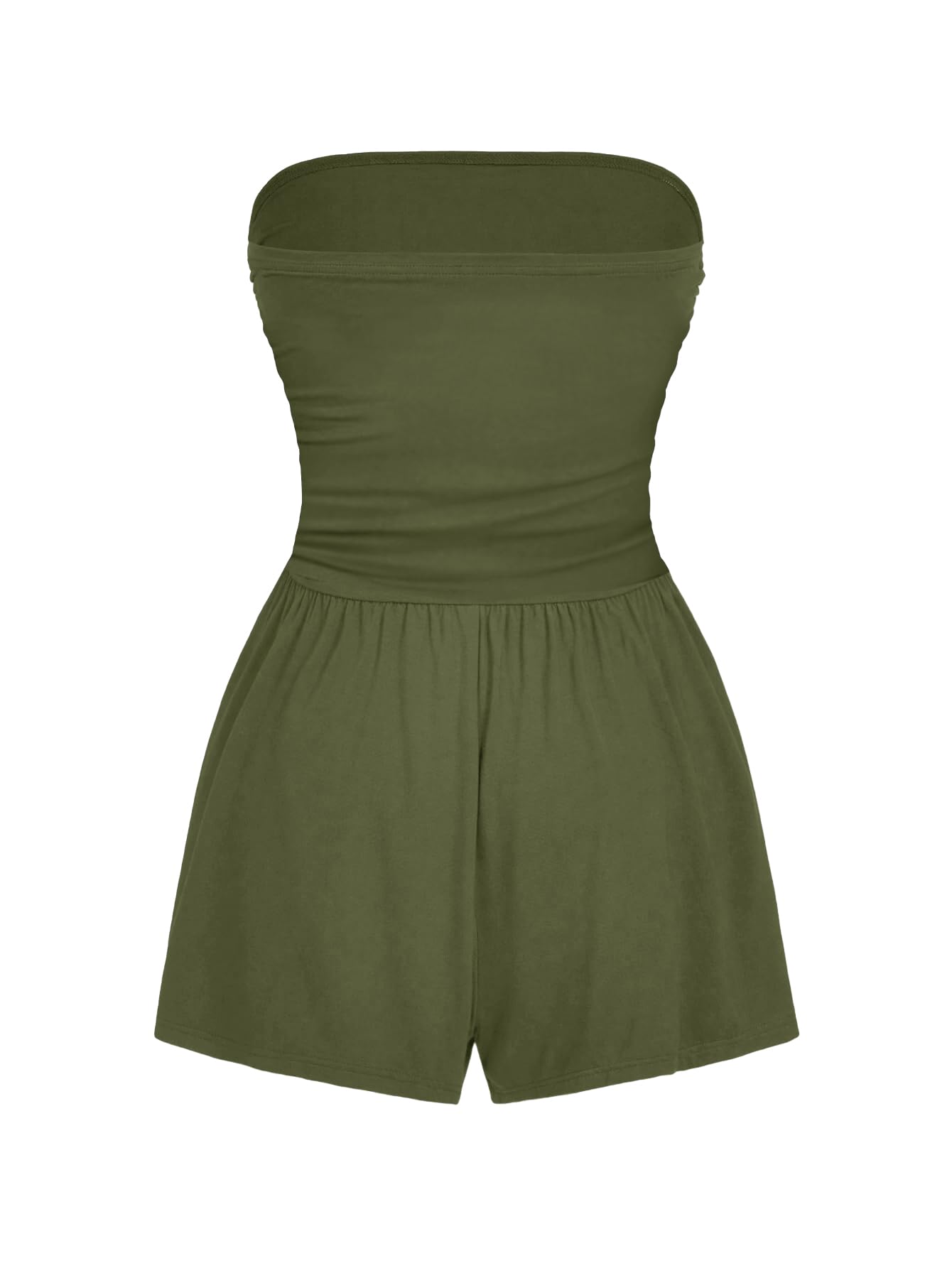 AUXDIO Women Summer Casual Strapless Romper Sleeveless Off Shoulder Short Jumpsuits 2026 Beach Vacation Clothes