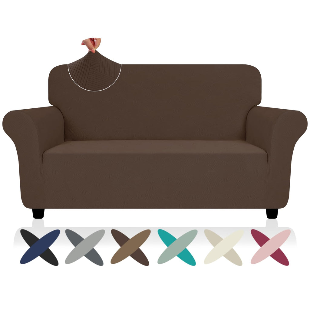 ZNSAYOTX Super Stretch Chair Slipcover (30"-47"), New Striped Sofa Chair Covers for Living Room, Dogs Pet Friendly Anti-Slip Chair Protector Spandex Armchair Slipcovers (Beige, Chair)