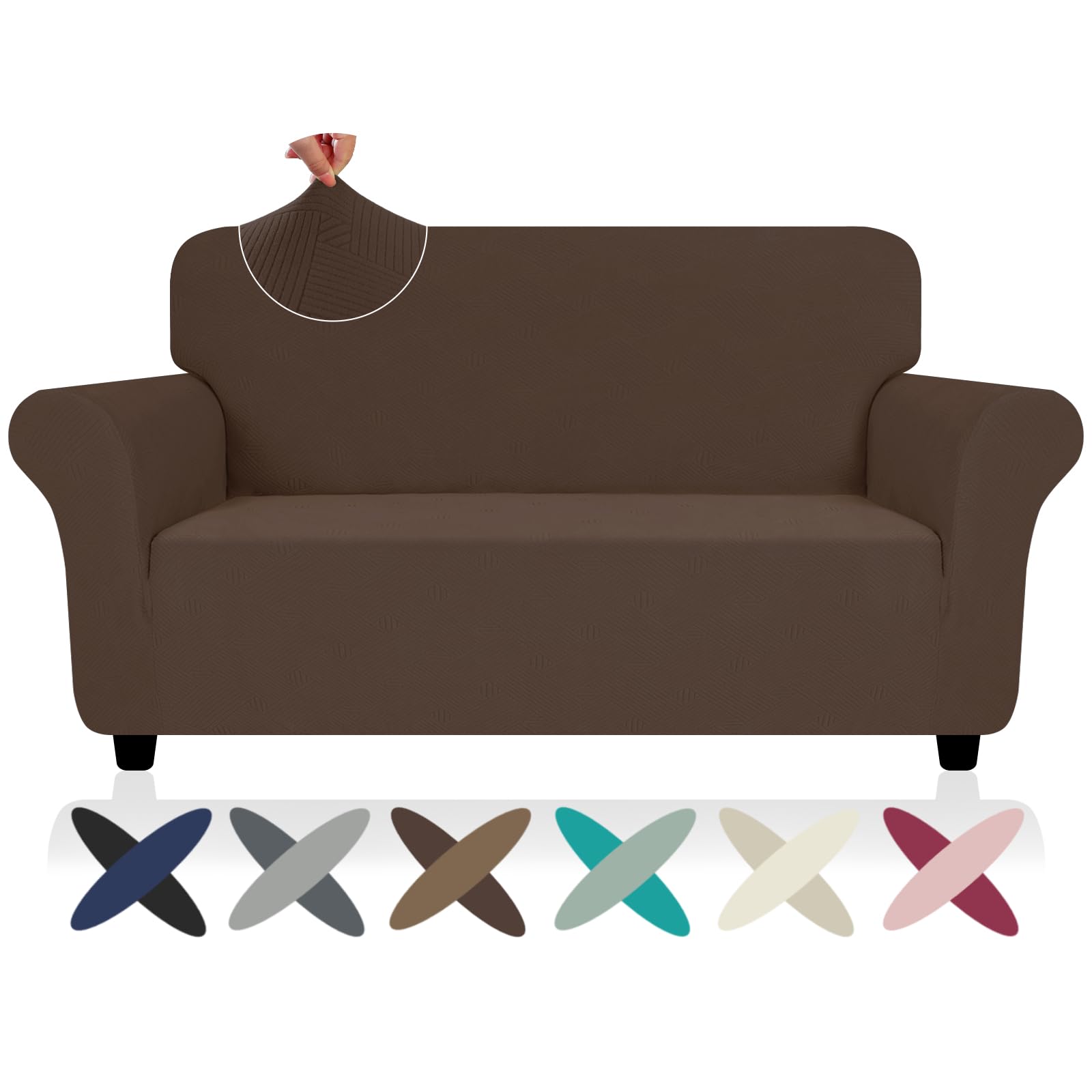 ZNSAYOTX Super Stretch Chair Slipcover (30"-47"), New Striped Sofa Chair Covers for Living Room, Dogs Pet Friendly Anti-Slip Chair Protector Spandex Armchair Slipcovers (Beige, Chair)