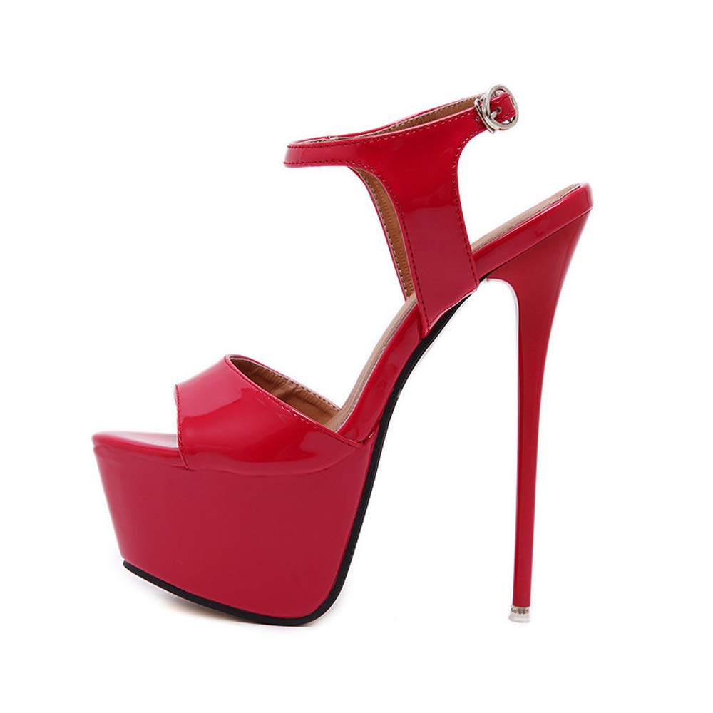 OCHENTA Women's Open Toe Platform Sky High Stiletto Heels Ankle Strap Sandals