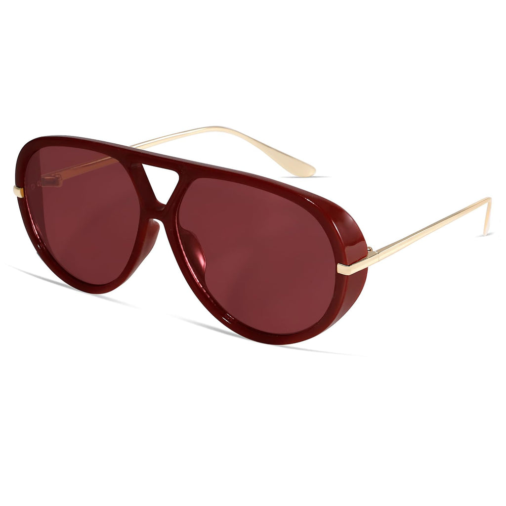 GUVIVI Retro Gold Aviator Sunglasses for Women Men, 2026 Metal Oversized 70s Aviators Black Vacation Beach Sun Glasses