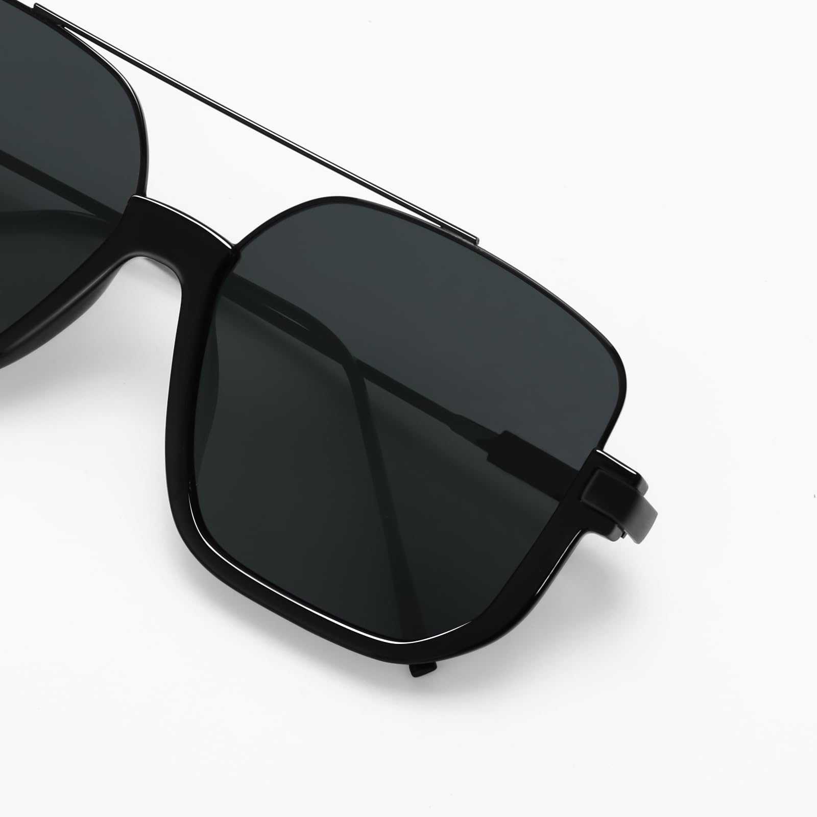 GUVIVI Retro Oversized Aviator Sunglasses for Women Men Square Double Bridge Pilot Sun Glasses 70s Trendy Shades