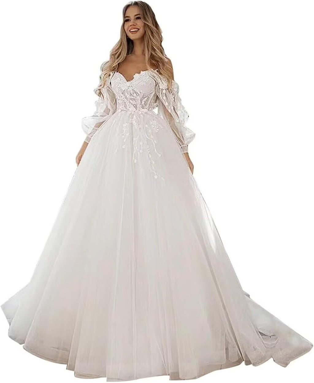 Boho Wedding Dress for Bride Mermaid Lace Applique Beach Bridal Gowns BOFD5