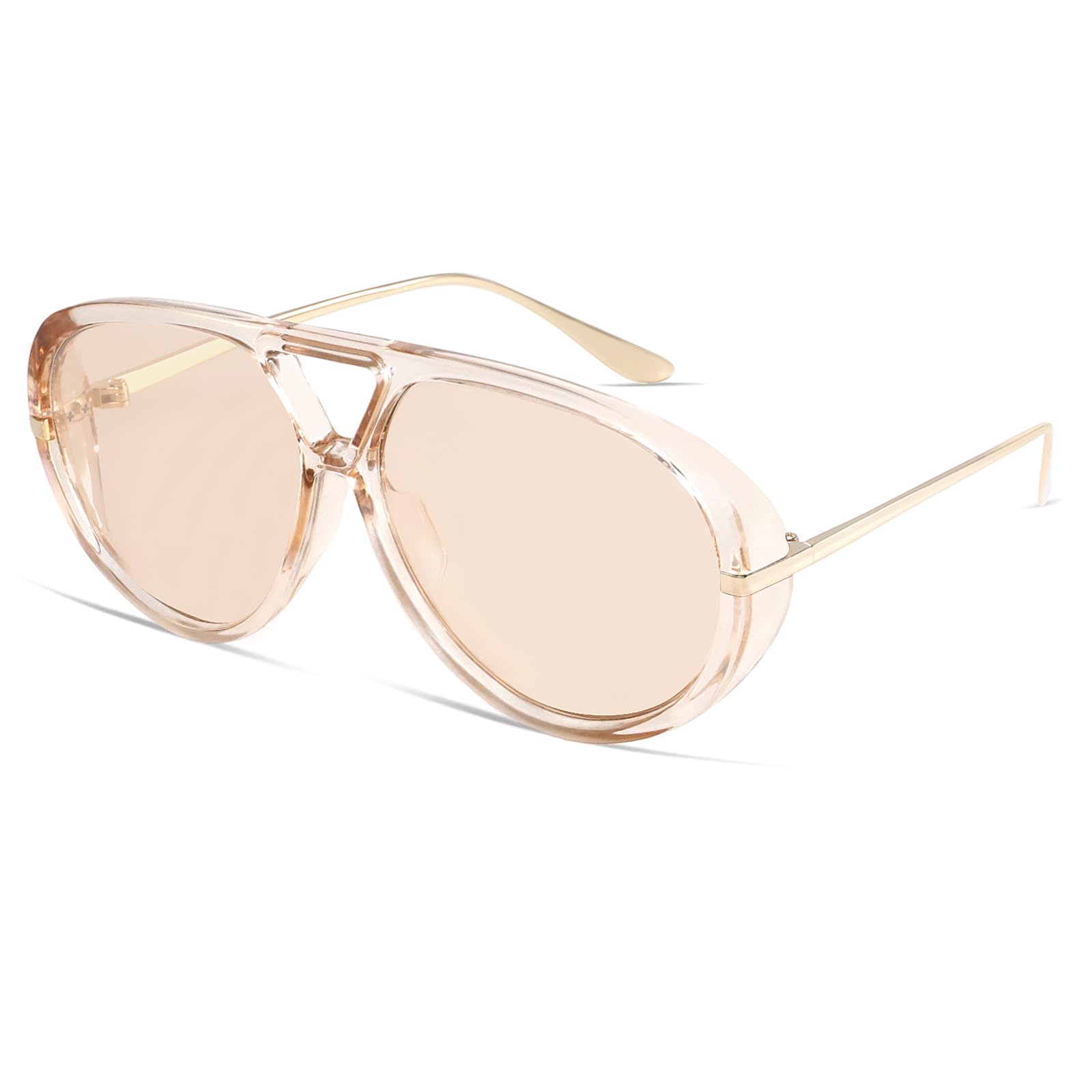 GUVIVI Retro Gold Aviator Sunglasses for Women Men, 2026 Metal Oversized 70s Aviators Black Vacation Beach Sun Glasses