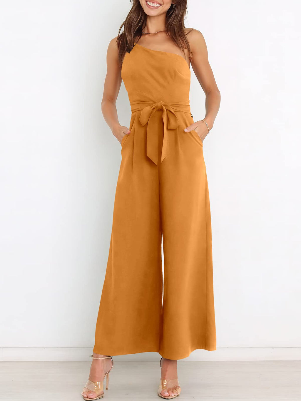 ANRABESS Women Summer Dressy Jumpsuits One Shoulder Sleeveless Casual Wide Leg Pants Romper Jumper 2026 Trendy Fall Outfits