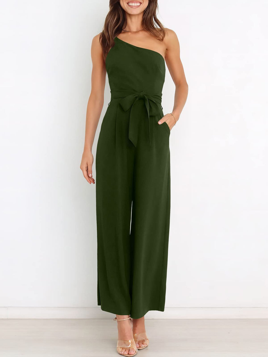 ANRABESS Women Summer Dressy Jumpsuits One Shoulder Sleeveless Casual Wide Leg Pants Romper Jumper 2026 Trendy Fall Outfits