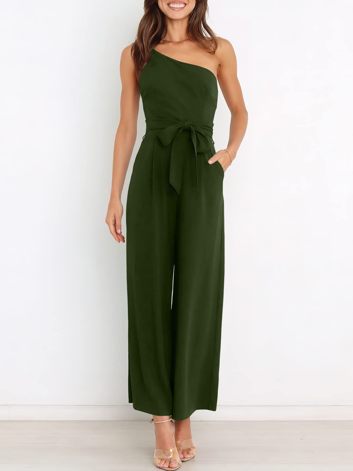 ANRABESS Women Summer Dressy Jumpsuits One Shoulder Sleeveless Casual Wide Leg Pants Romper Jumper 2026 Trendy Fall Outfits