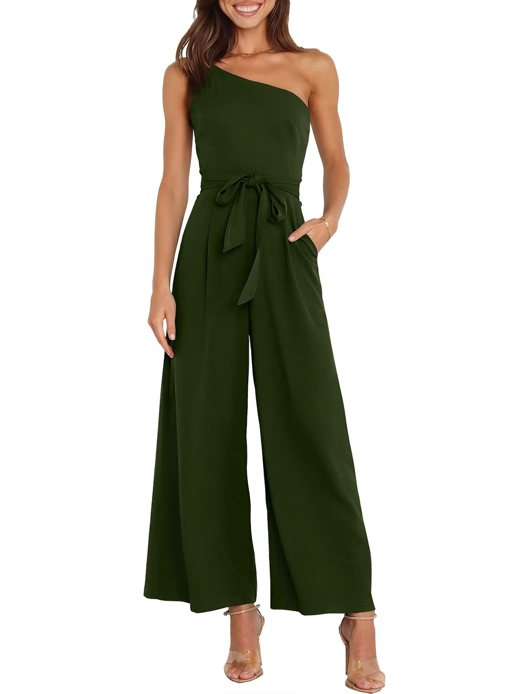 ANRABESS Women Summer Dressy Jumpsuits One Shoulder Sleeveless Casual Wide Leg Pants Romper Jumper 2026 Trendy Fall Outfits