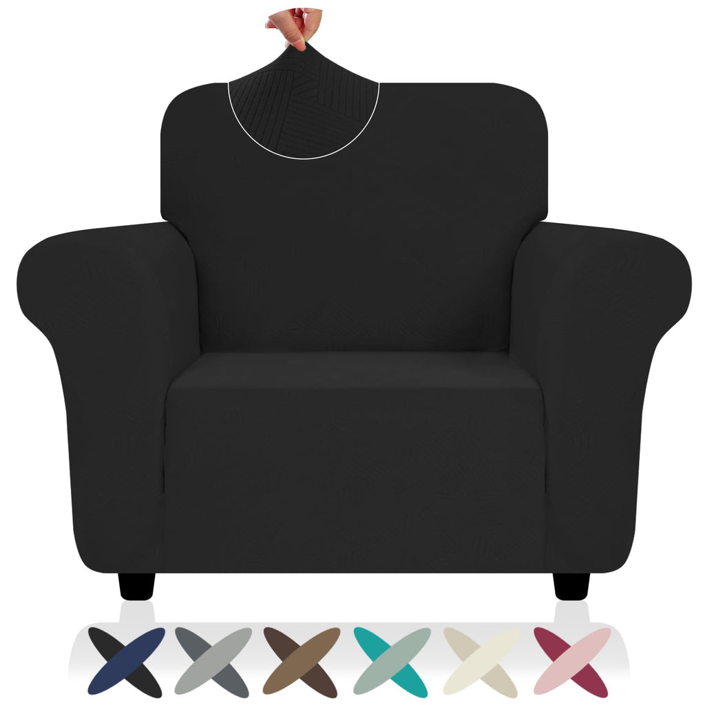 ZNSAYOTX Super Stretch Chair Slipcover (30"-47"), New Striped Sofa Chair Covers for Living Room, Dogs Pet Friendly Anti-Slip Chair Protector Spandex Armchair Slipcovers (Beige, Chair)