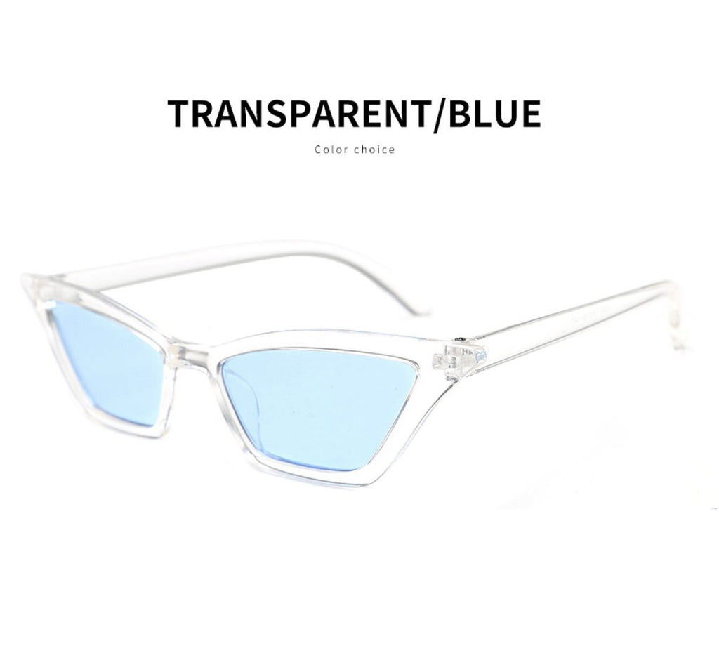 W&Y YING Small Cat Eye Sunglasses for Men and Women Skinny Retro Frame Y2K Shades Trendy Fun Fashion Glasses