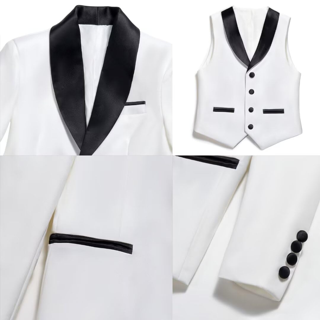 Shawl Lapel Boys Tuxedo Suit with Black Pants, Slim Fit Boys Suit for Toddler, Formal Dress Tuxedo Suits for Boy