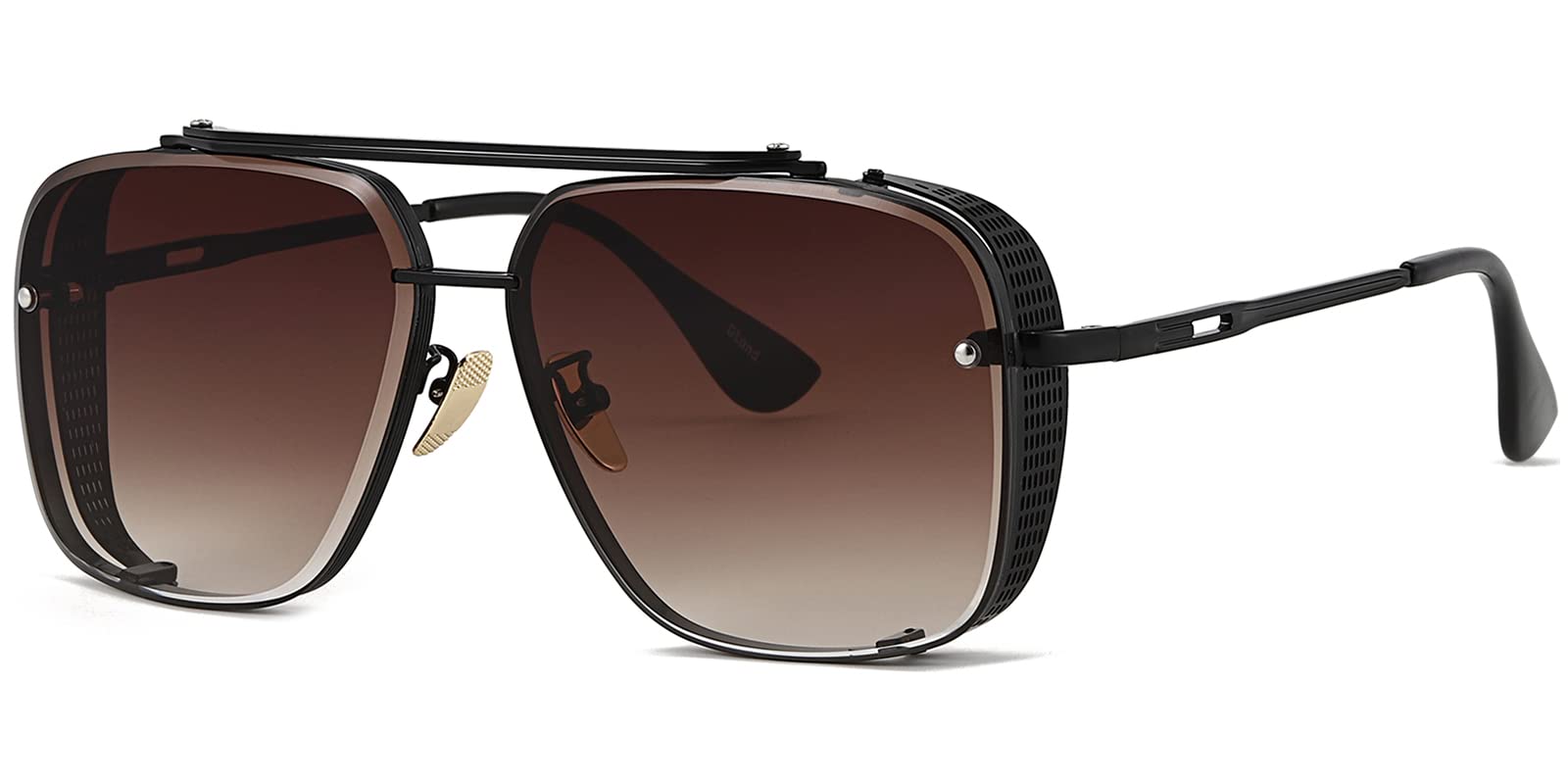 Gtand Fashion Oversized Square Aviator Gradient Sunglasses For Men Vintage Metal Side Shield Steampunk Sun Glasses 64mm