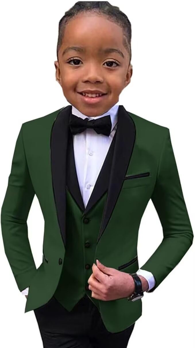 Shawl Lapel Boys Tuxedo Suit with Black Pants, Slim Fit Boys Suit for Toddler, Formal Dress Tuxedo Suits for Boy