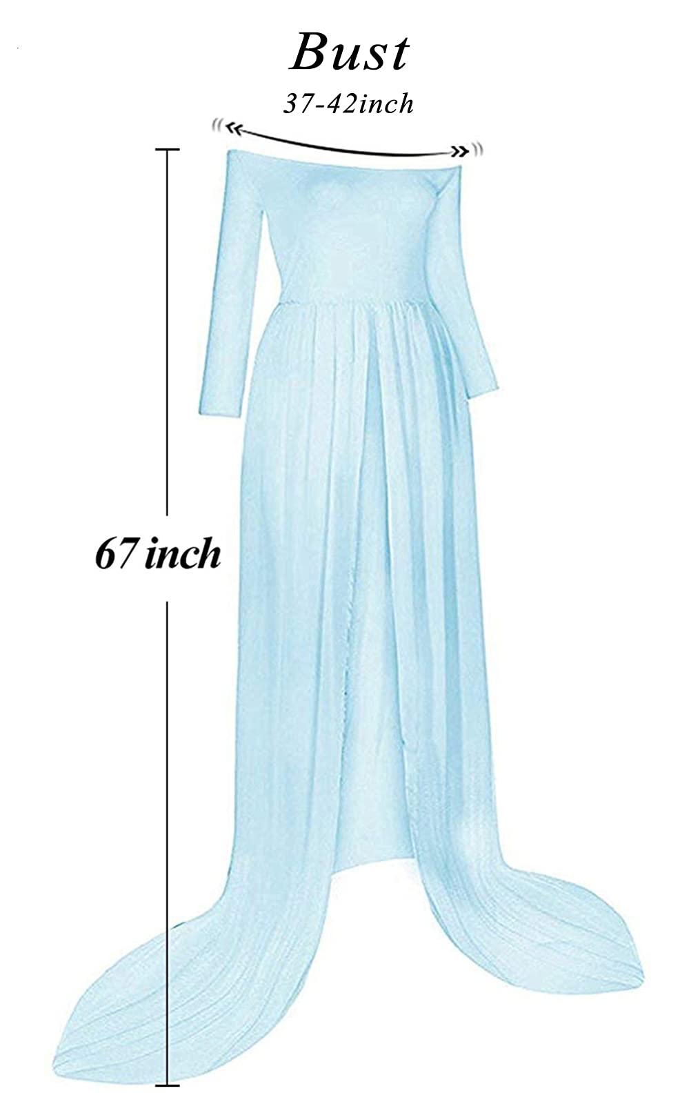 Mommy Jennie Maternity Dress Off Shoulder Long Sleeve Split Front Chiffon Gown for Photoshoot