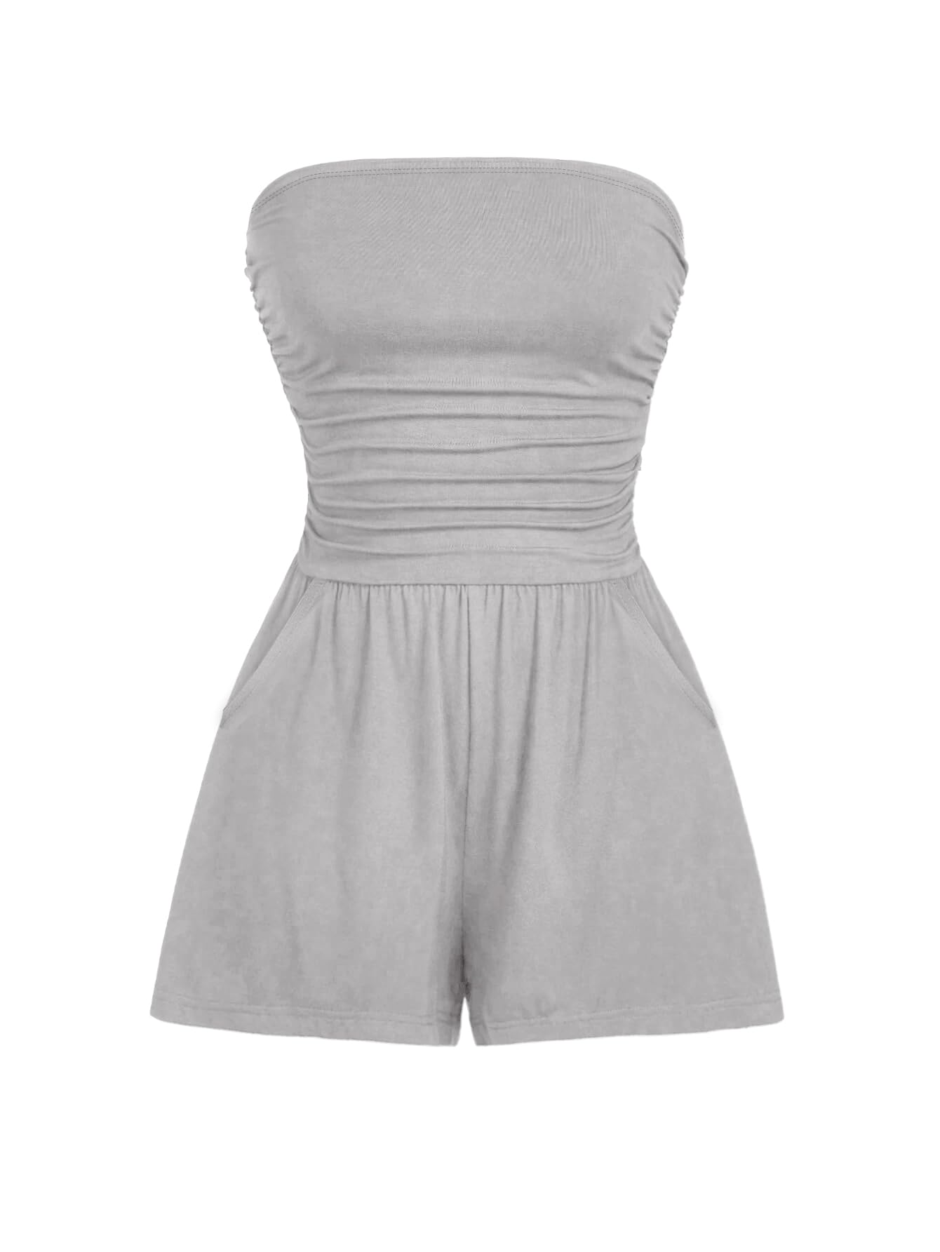AUXDIO Women Summer Casual Strapless Romper Sleeveless Off Shoulder Short Jumpsuits 2026 Beach Vacation Clothes