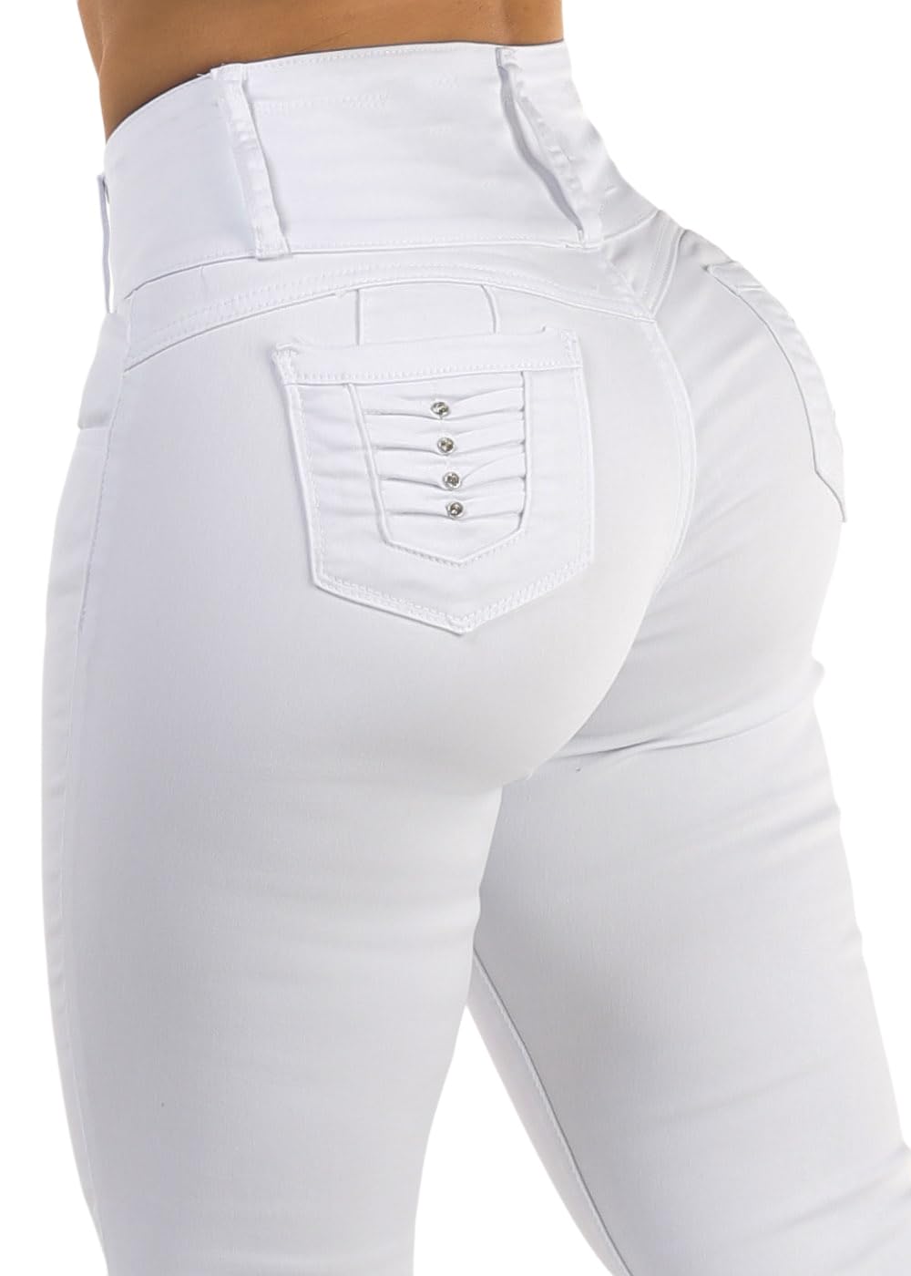 Moda Xpress Womens Juniors High Rise Butt Lifting Stretch Skinny Jeans Sculpting Slim Fit Denim Everyday Wear