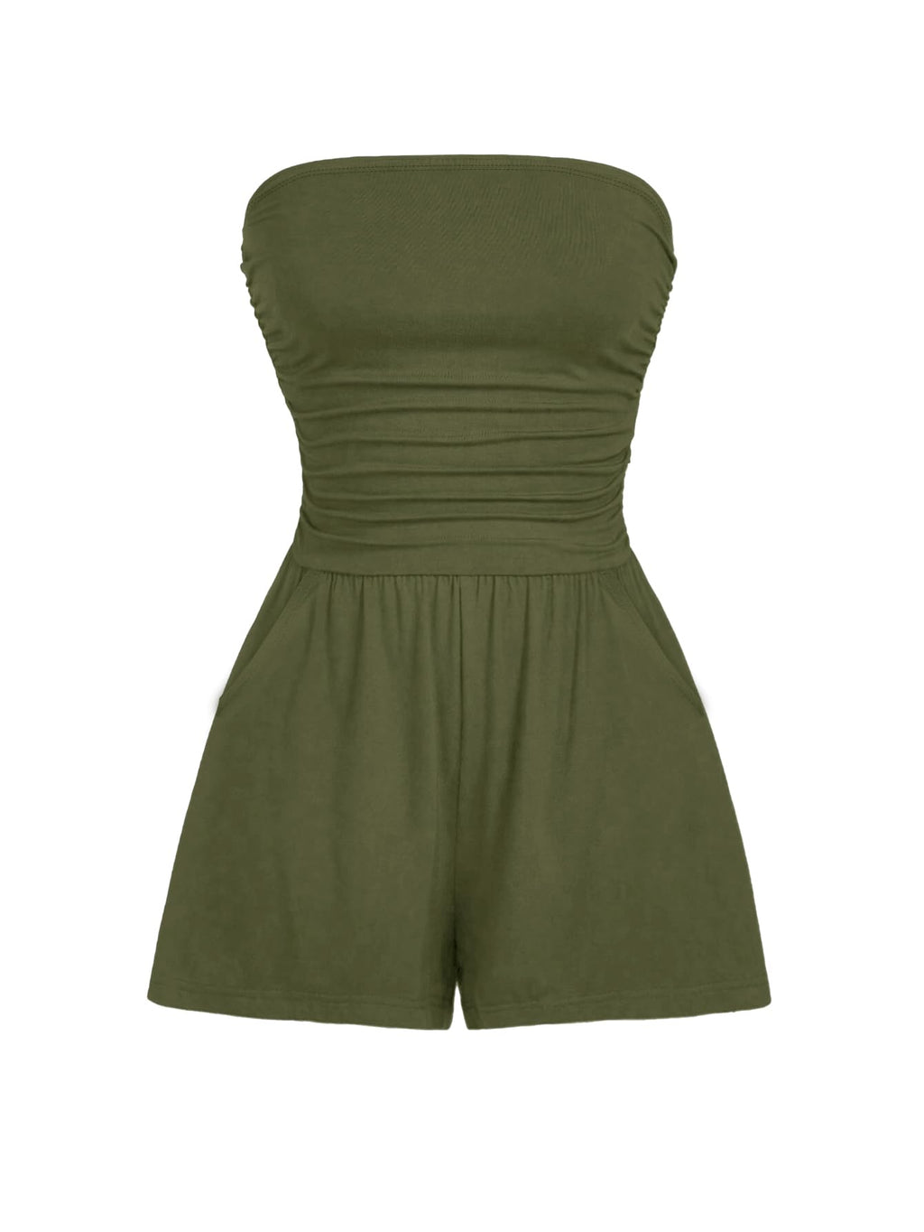 AUXDIO Women Summer Casual Strapless Romper Sleeveless Off Shoulder Short Jumpsuits 2026 Beach Vacation Clothes