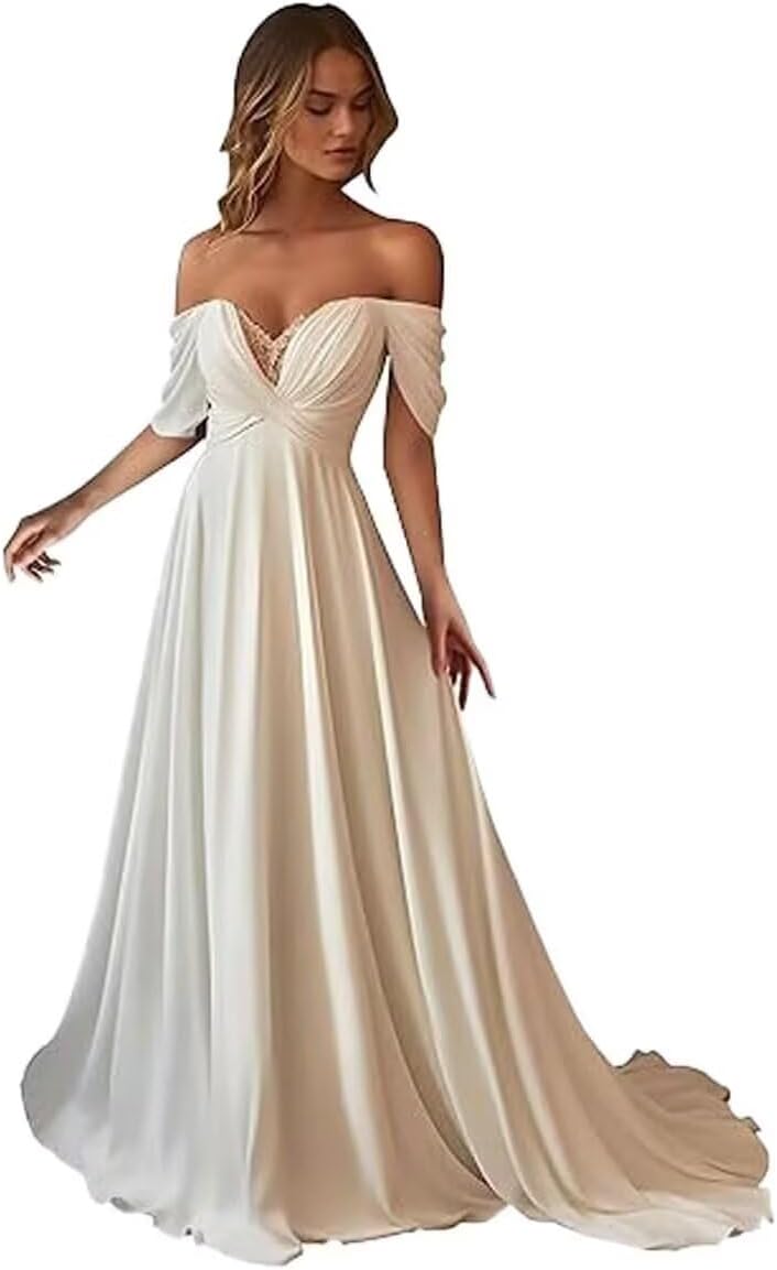 Boho Wedding Dress for Bride Mermaid Lace Applique Beach Bridal Gowns BOFD5