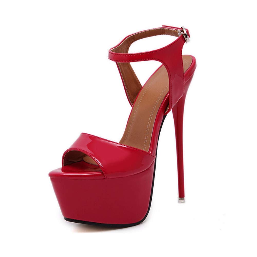 OCHENTA Women's Open Toe Platform Sky High Stiletto Heels Ankle Strap Sandals