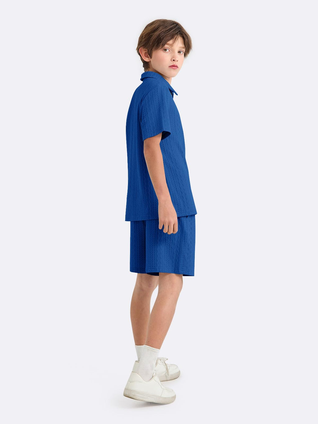 Haloumoning Boys 2 Piece Summer Outfits Kids Quarter Zip Polo Shirt and Shorts Set Athletic Tracksuit 5-14 Years