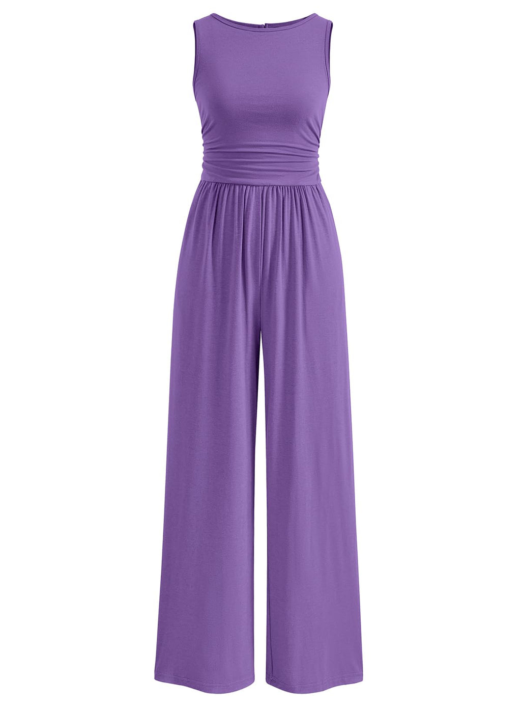 PRETTYGARDEN One Piece Jumpsuits for Women Dressy Casual Sleeveless Crewneck Wide Leg Rompers Jumpers Vacation Summer Outfits