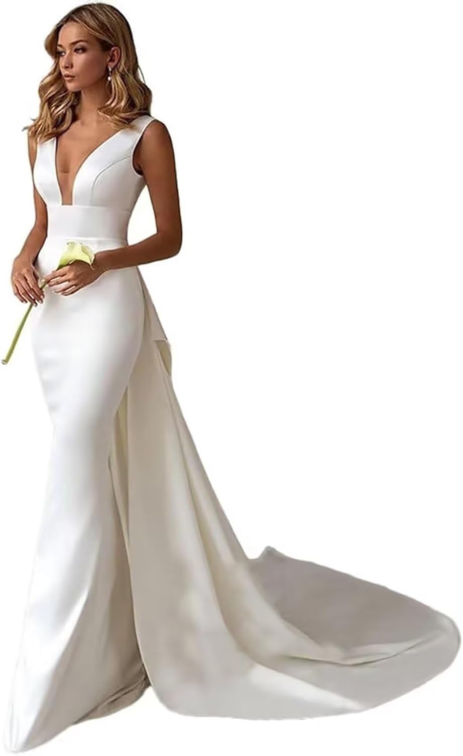 Boho Wedding Dress for Bride Mermaid Lace Applique Beach Bridal Gowns BOFD5