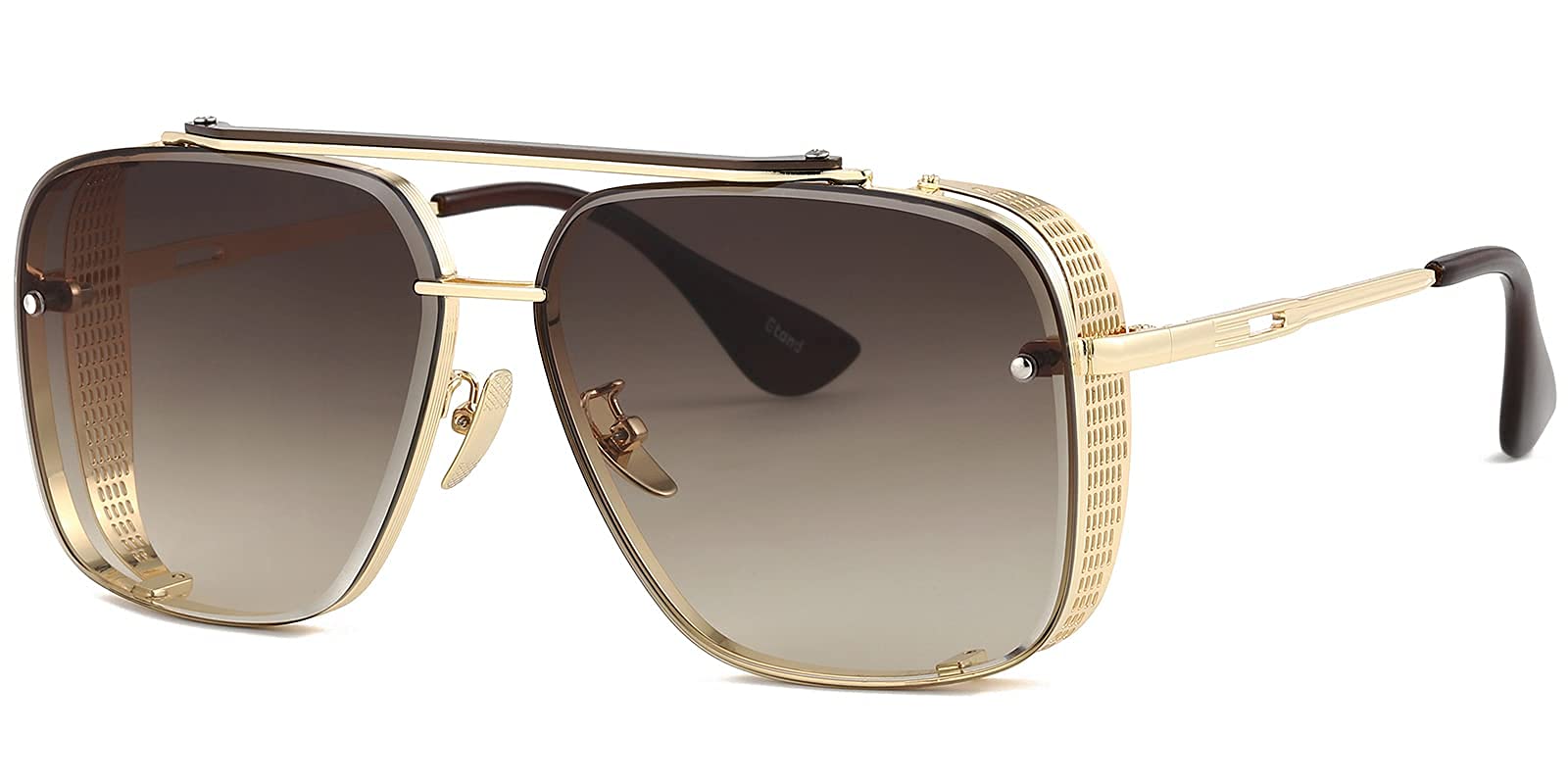 Gtand Fashion Oversized Square Aviator Gradient Sunglasses For Men Vintage Metal Side Shield Steampunk Sun Glasses 64mm