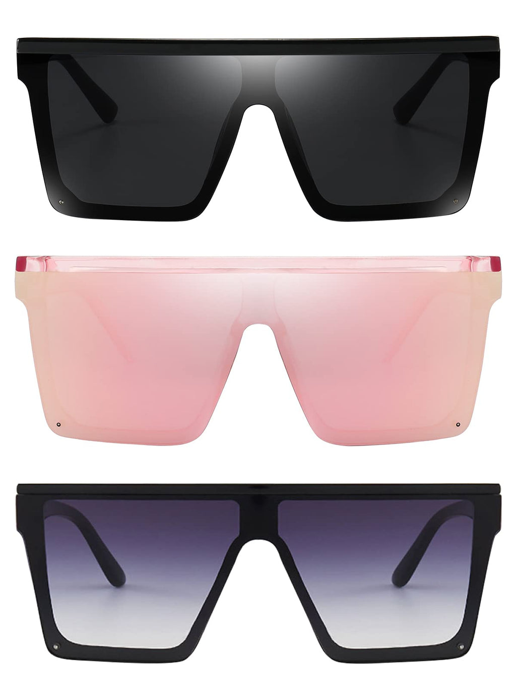 Dollger Square Oversized Sunglasses for Women Men Fashion Flat Top Big Black Frame Shades