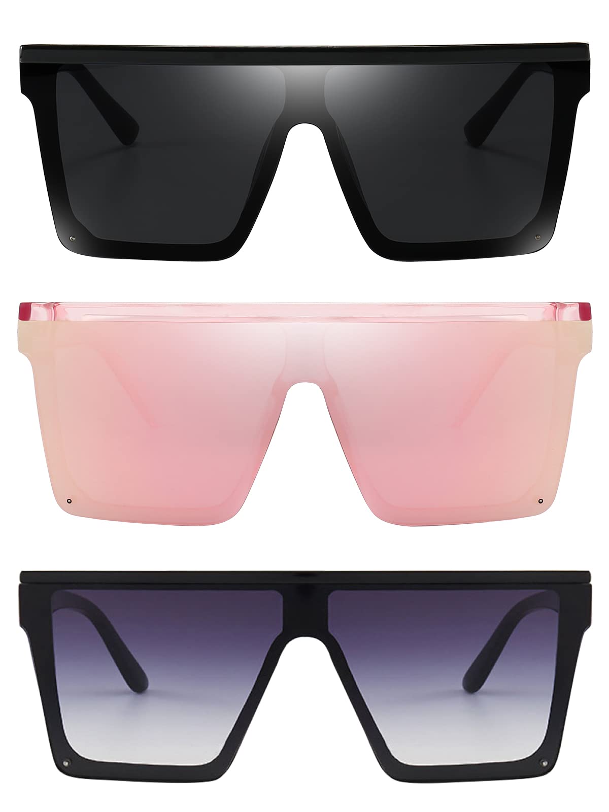Dollger Square Oversized Sunglasses for Women Men Fashion Flat Top Big Black Frame Shades