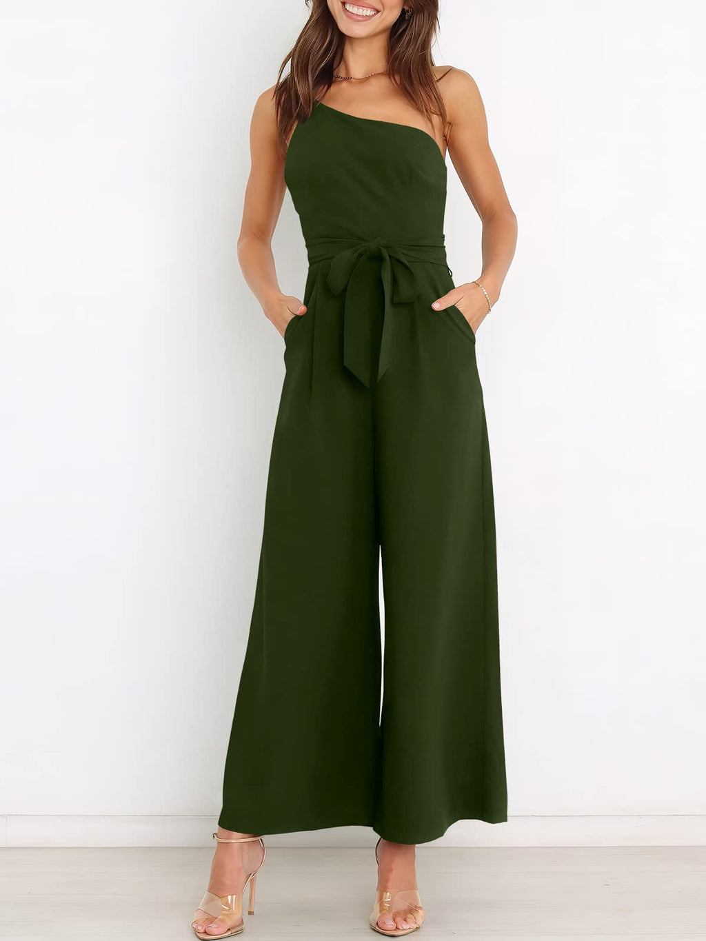 ANRABESS Women Summer Dressy Jumpsuits One Shoulder Sleeveless Casual Wide Leg Pants Romper Jumper 2026 Trendy Fall Outfits