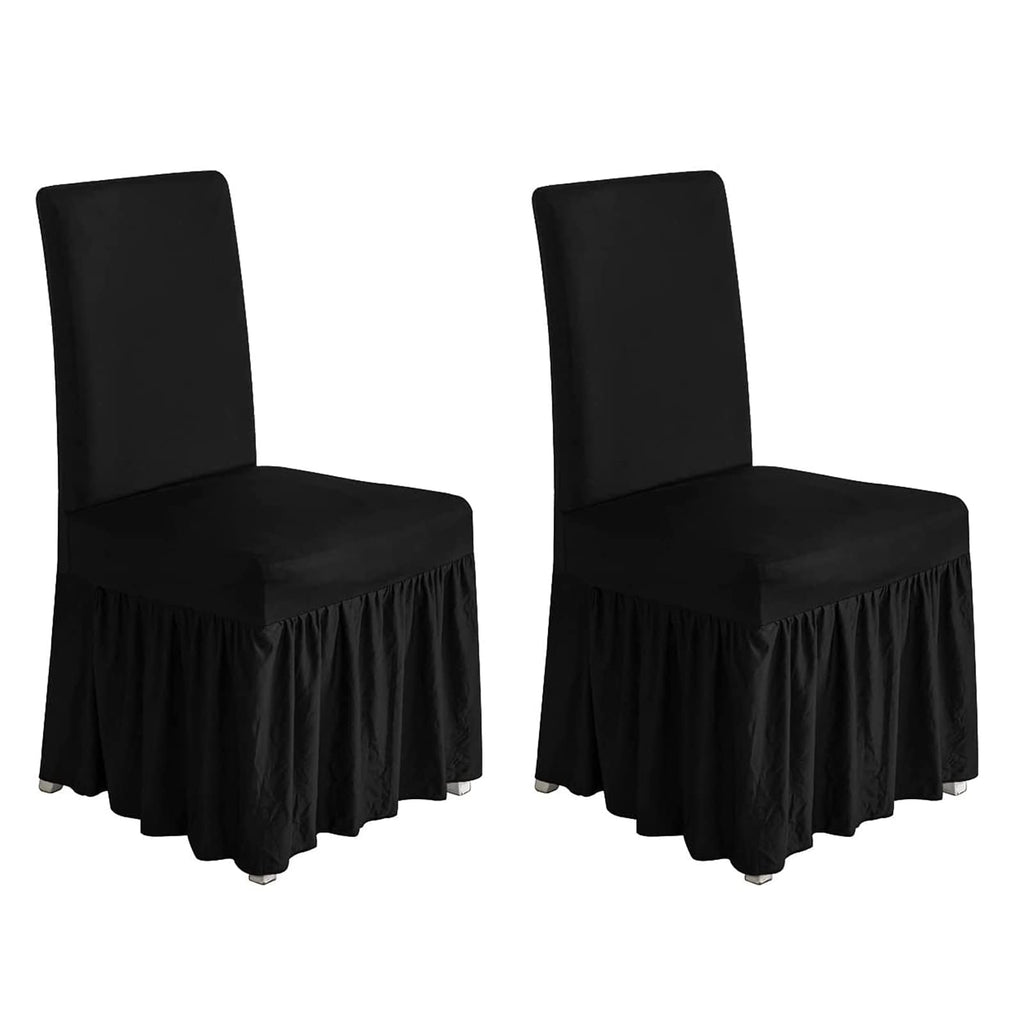 molasofa Chair Covers for Dining Room Set of 6 Stretch Chair Slipcovers with Skirt for Kitchen Seat Protectors Wedding Banquet Decor Kids Pets Spandex Fabric Washable (6pcs, Brown)