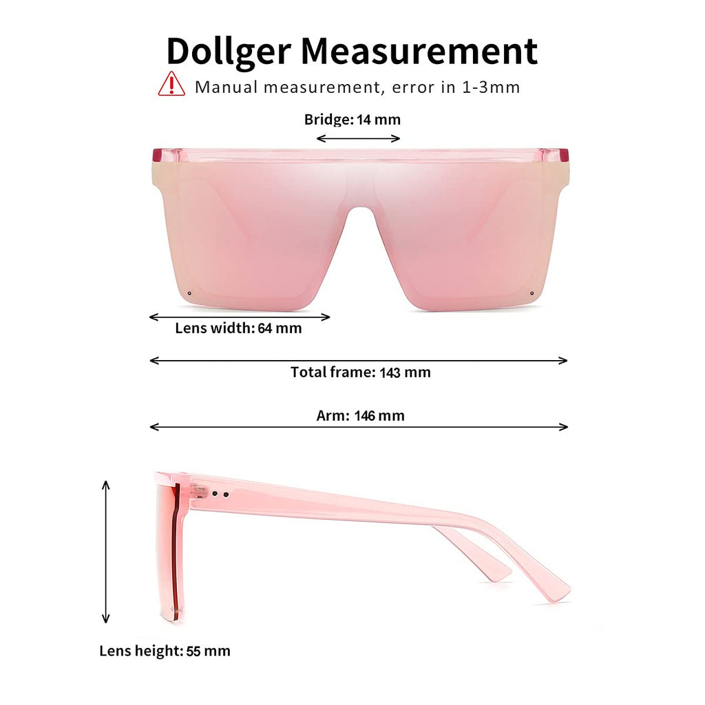 Dollger Square Oversized Sunglasses for Women Men Fashion Flat Top Big Black Frame Shades