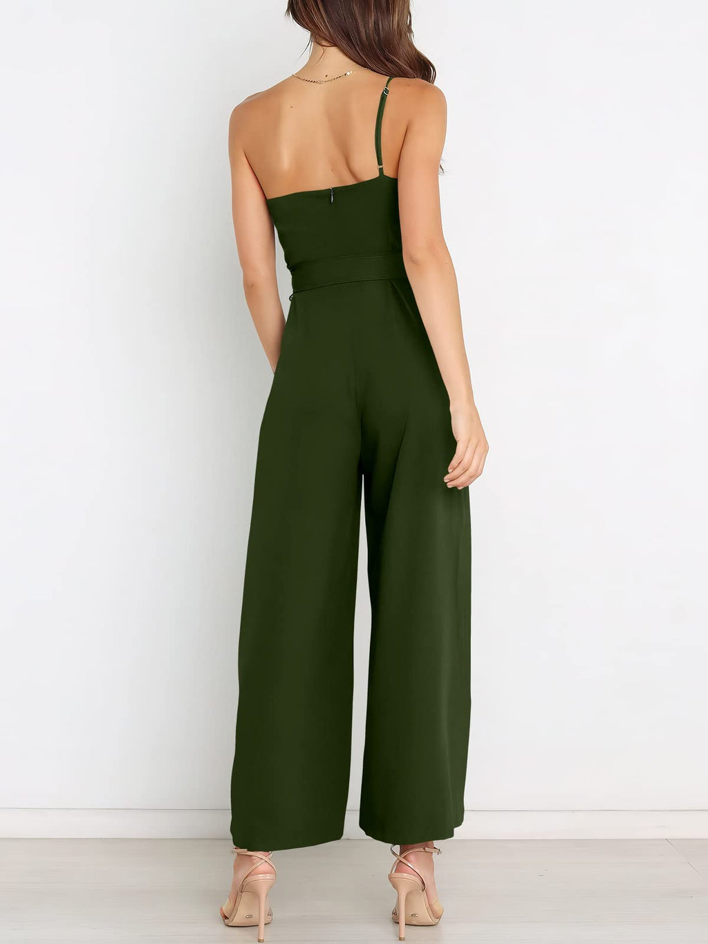 ANRABESS Women Summer Dressy Jumpsuits One Shoulder Sleeveless Casual Wide Leg Pants Romper Jumper 2026 Trendy Fall Outfits