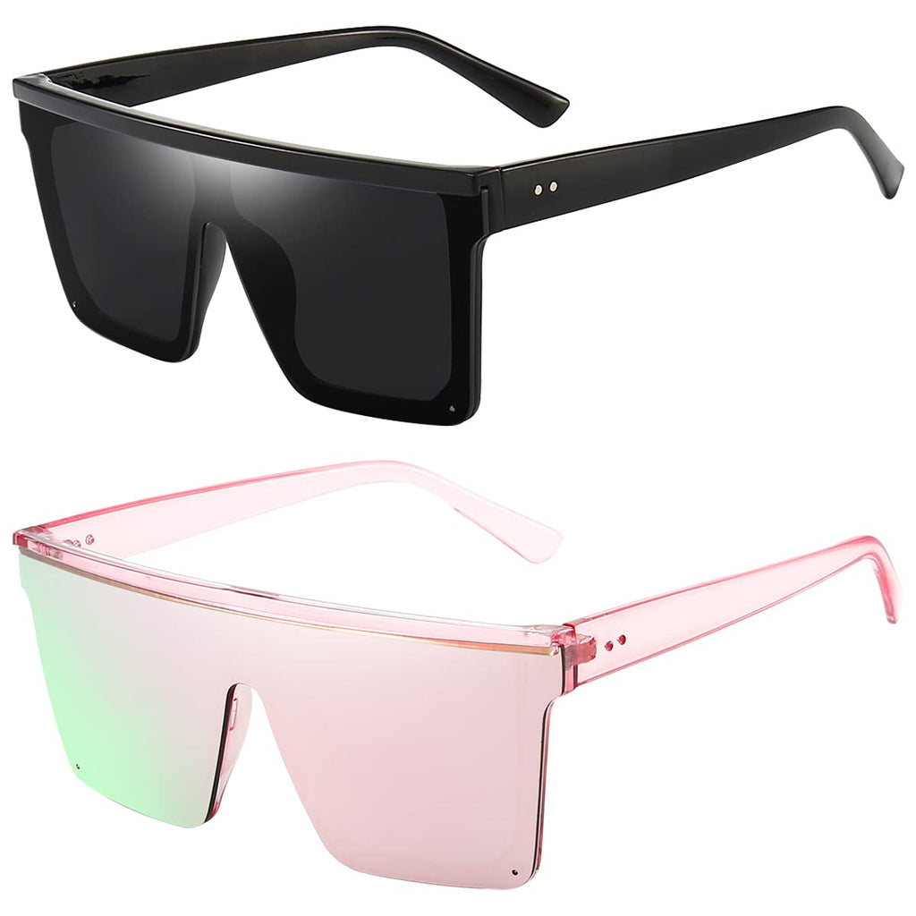 Dollger Square Oversized Sunglasses for Women Men Fashion Flat Top Big Black Frame Shades