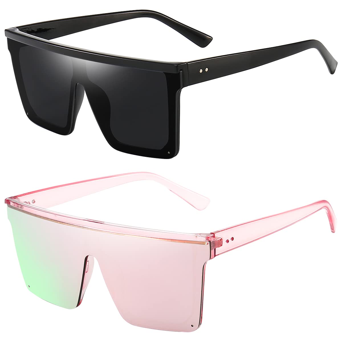 Dollger Square Oversized Sunglasses for Women Men Fashion Flat Top Big Black Frame Shades