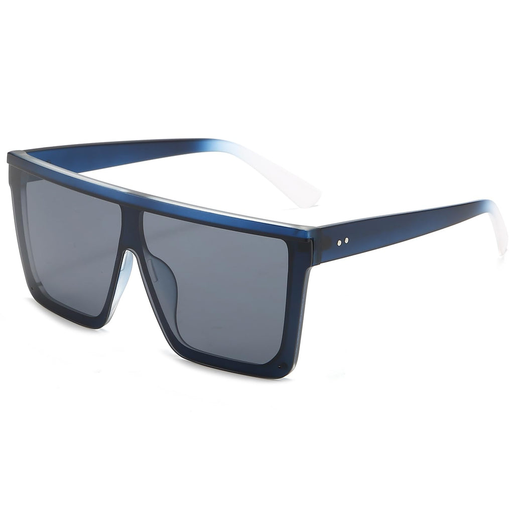 Dollger Square Oversized Sunglasses for Women Men Fashion Flat Top Big Black Frame Shades